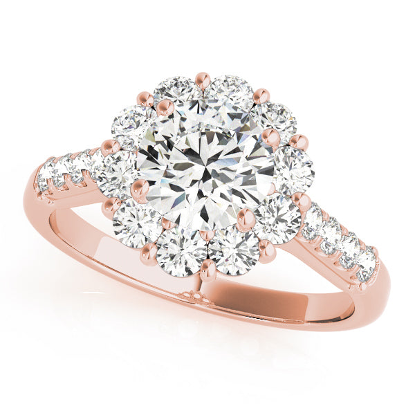 14K Rose Gold 1 CT Diamond Halo Engagement Ring