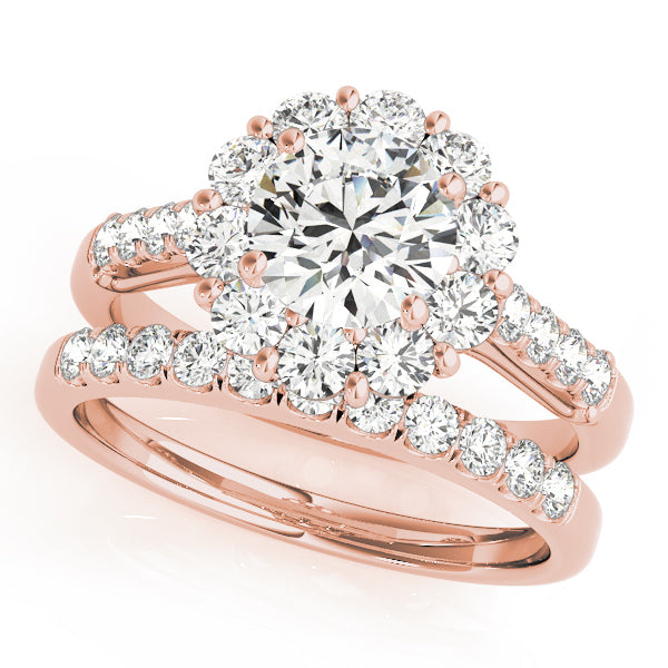 14K Rose Gold 1 CT Diamond Halo Engagement Ring