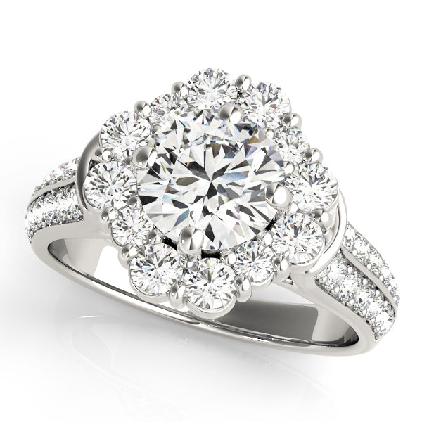 Premium Round Diamond Halo Engagement Ring