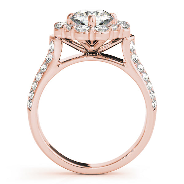 14K Rose Gold Diamond Halo Engagement Ring 2 ctw