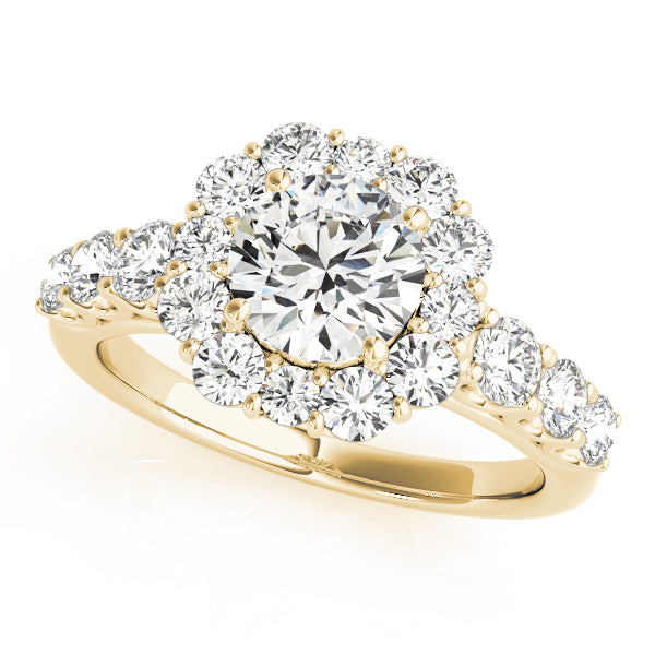 18K Yellow Gold 2 CT Diamond Halo Engagement Ring