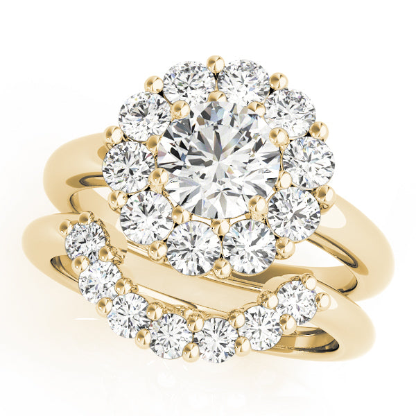 14K Yellow Gold Diamond Halo Engagement Ring 2 ctw