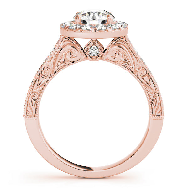 18K Rose Gold 1 ct Diamond Halo Engagement Ring