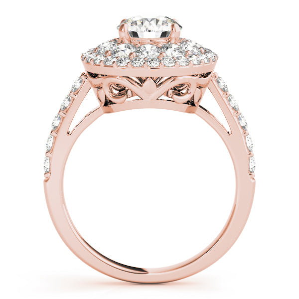 14K Rose Gold Diamond Halo Engagement Ring 2 ctw