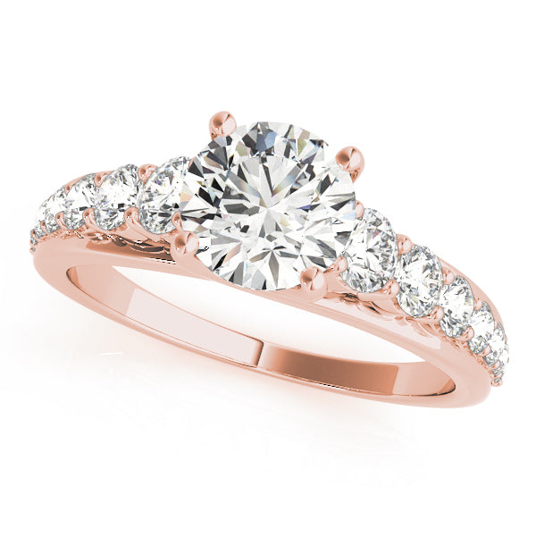18K Rose Gold 1 ct Diamond Single Row Engagement Ring