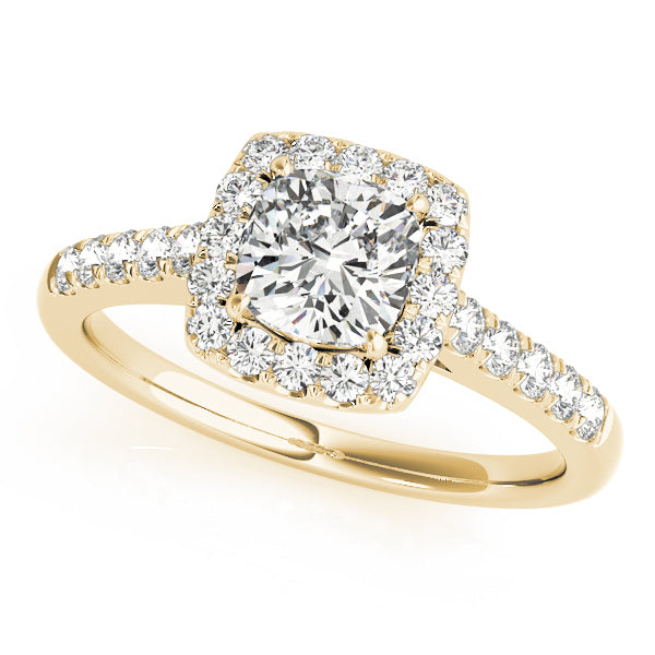 14K Yellow Gold Cushion Diamond Engagement Ring