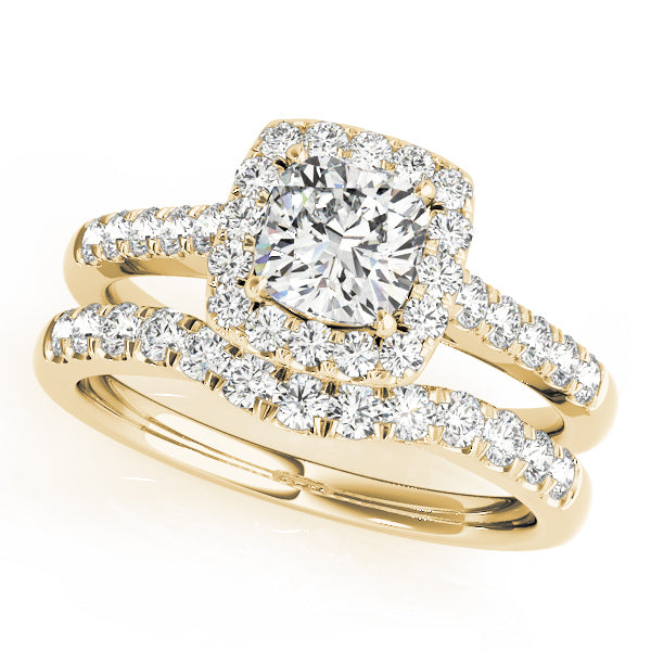 14K Yellow Gold Cushion Diamond Engagement Ring