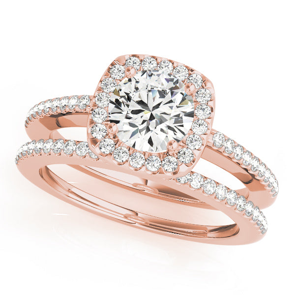 14K Rose Gold 1 CT Diamond Halo Engagement Ring