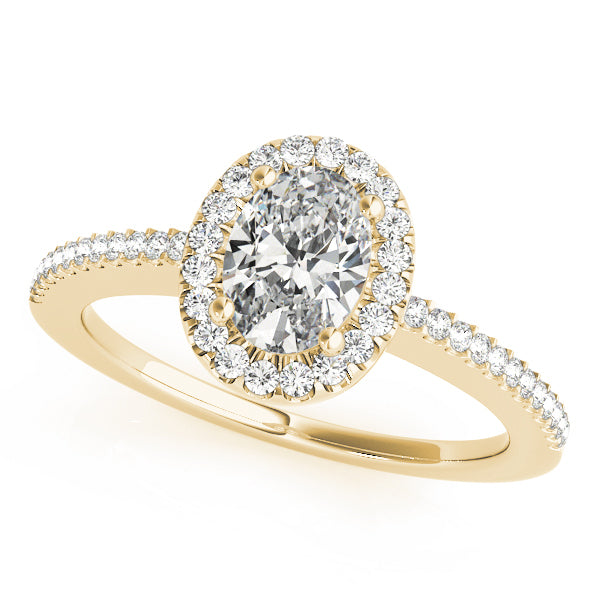 18K Yellow Gold Oval Diamond Engagement Ring with Halo
