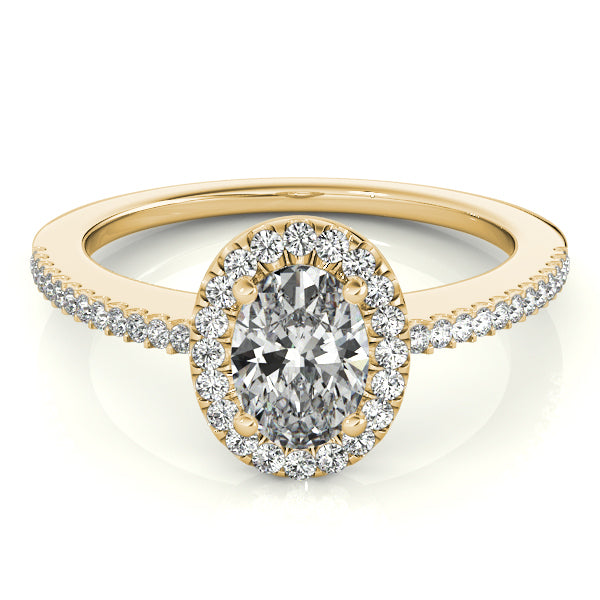 18K Yellow Gold Oval Diamond Engagement Ring with Halo