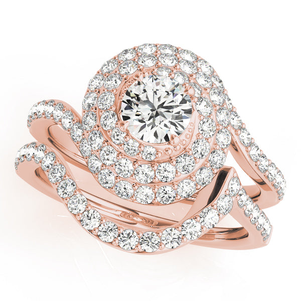 18K Rose Gold 1 ct Diamond Halo Engagement Ring
