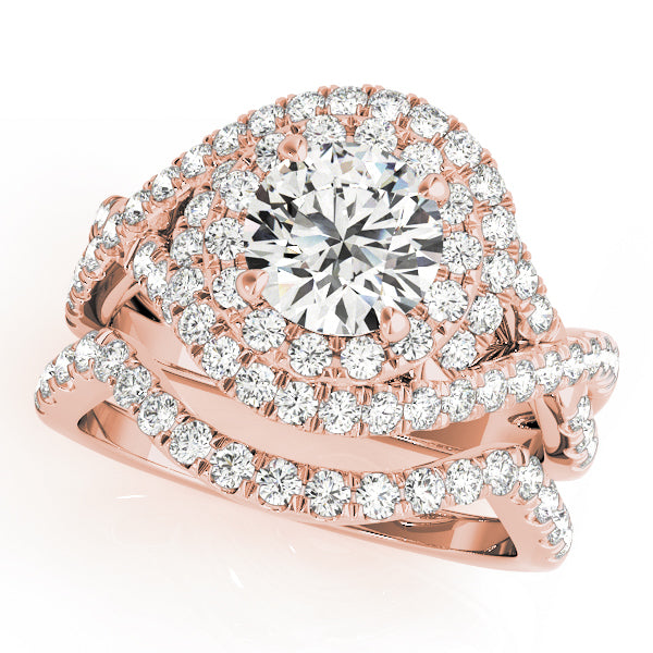 14K Rose Gold 1 ct Diamond Halo Engagement Ring