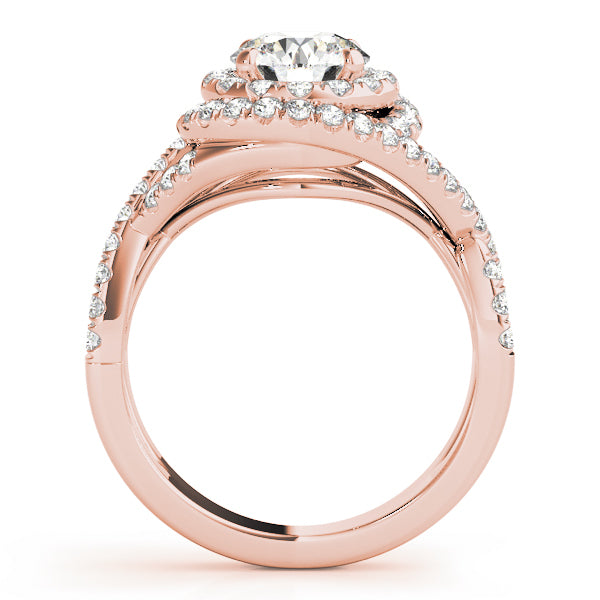 14K Rose Gold 1 ct Diamond Halo Engagement Ring