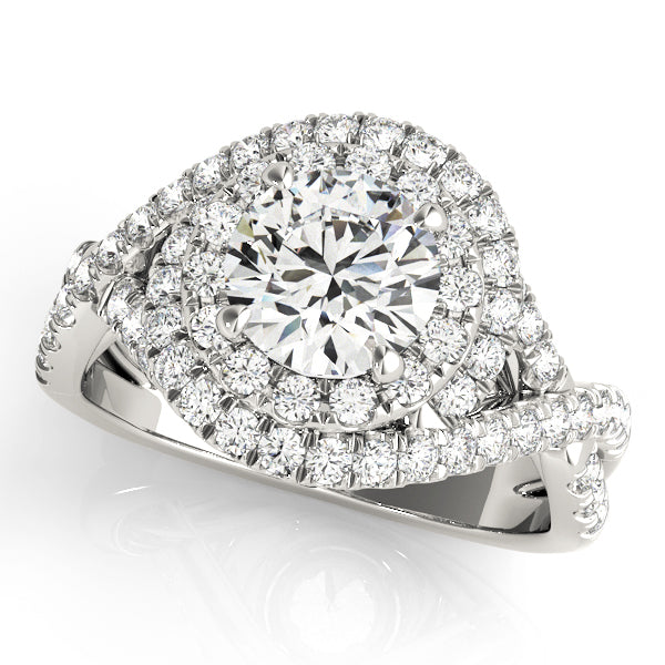 1.0 CT Round Diamond Halo Engagement Ring