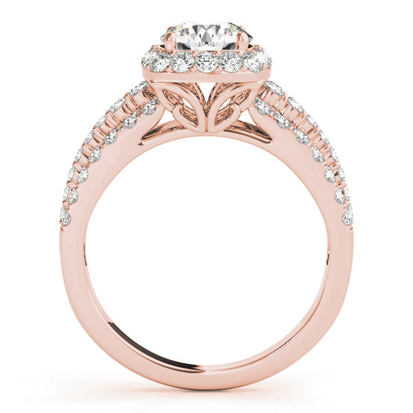 14K Rose Gold Diamond Halo Engagement Ring 1.88ctw