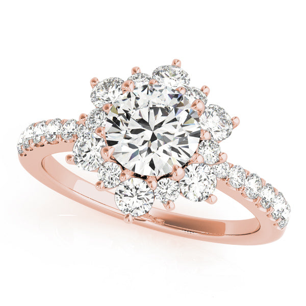 18K Rose Gold 1 CT Diamond Halo Engagement Ring