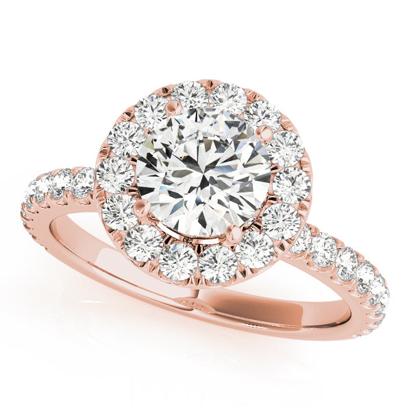 14K Rose Gold 1.5ctw Round Diamond Halo Ring