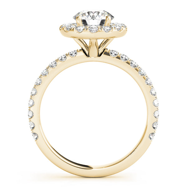 18K Yellow Gold Round Diamond Halo Engagement Ring