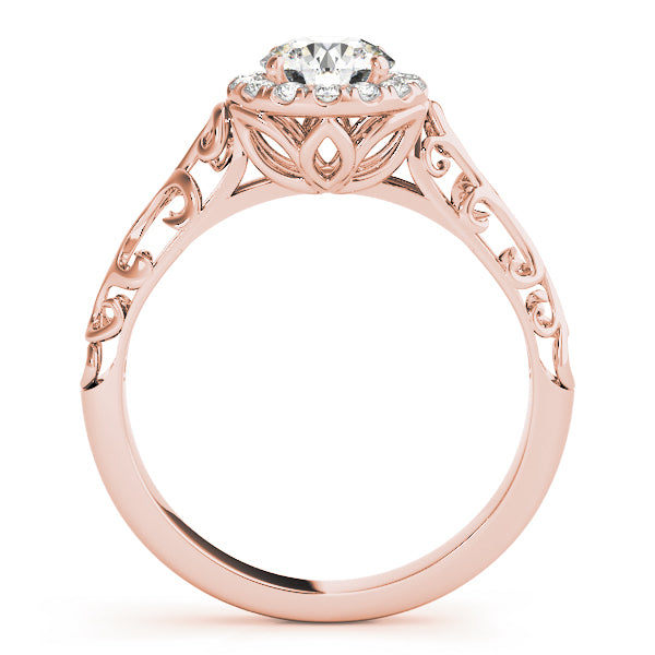 14K Rose Gold Diamond Halo Engagement Ring 0.5 ct