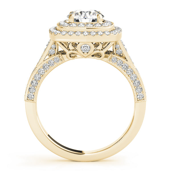 14K Yellow Gold Diamond Halo Engagement Ring 1.87 ctw