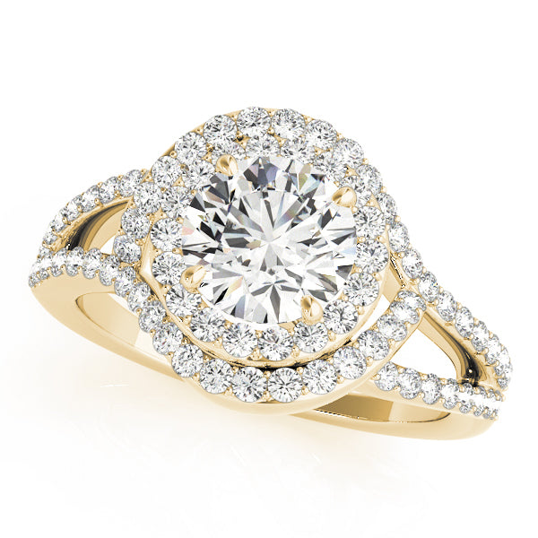 14K Yellow Gold 1 ct Diamond Halo Engagement Ring