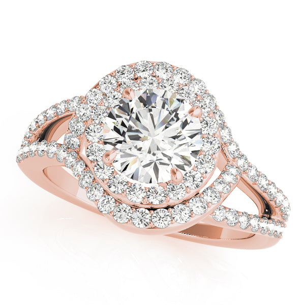 14K Rose Gold 1 ct Diamond Halo Engagement Ring