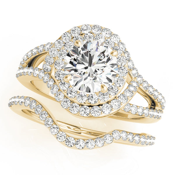 14K Yellow Gold 1 ct Diamond Halo Engagement Ring