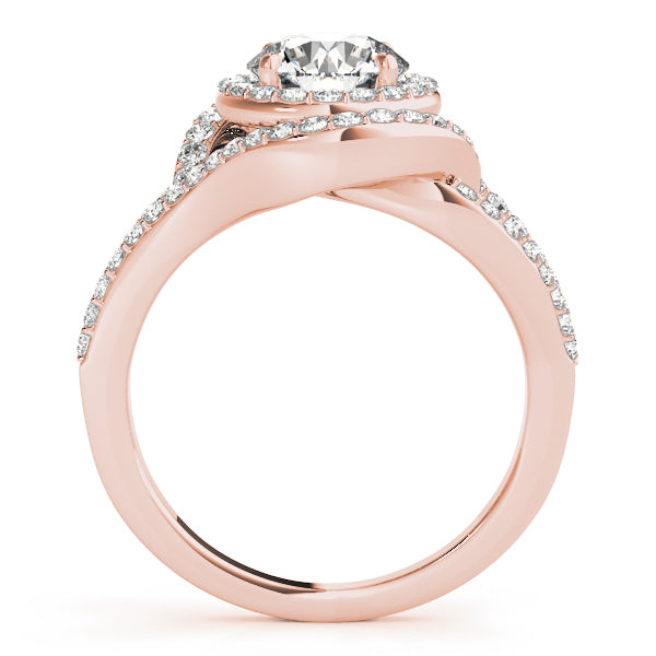 14K Rose Gold 1 ct Diamond Halo Engagement Ring