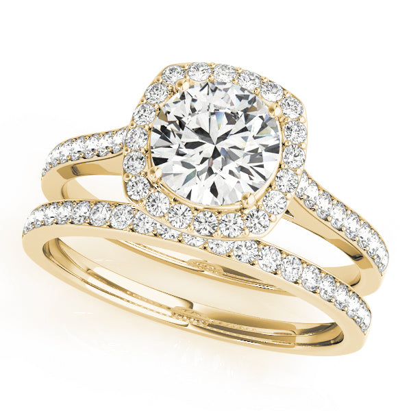 18K Yellow Gold 1 CT Diamond Halo Engagement Ring