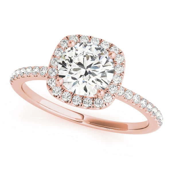 14K Rose Gold 1 CT Diamond Halo Engagement Ring