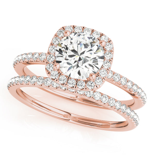 14K Rose Gold 1 CT Diamond Halo Engagement Ring