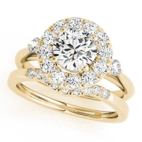 14K Yellow Gold 1 ct Diamond Halo Engagement Ring