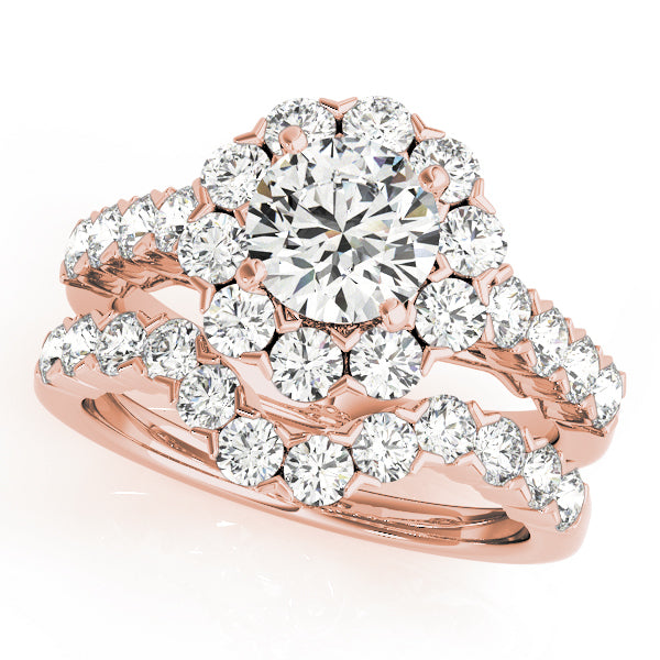 18K Rose Gold Diamond Halo Engagement Ring 2.17 ctw