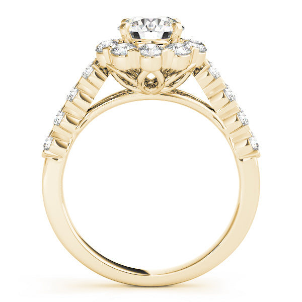 18K Yellow Gold Diamond Halo Engagement Ring 2.17 ctw