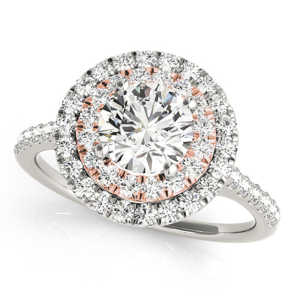 14K Rose Gold 1 CT Diamond Halo Engagement Ring
