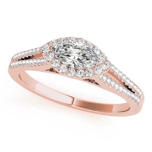 18K Rose Gold 1 CT Marquise Diamond Halo Ring