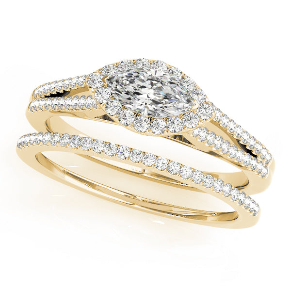 18K Yellow Gold 1.33ctw Marquise Diamond Halo Ring