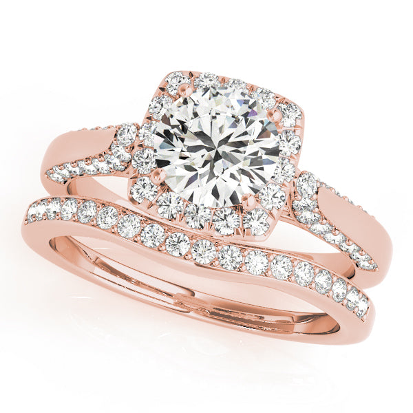 14K Rose Gold 1 CT Diamond Halo Engagement Ring