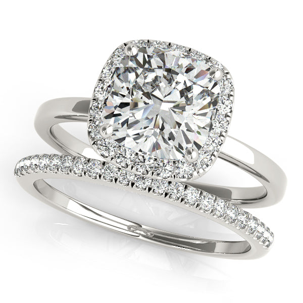 Platinum Cushion Diamond Halo Engagement Ring 5/8 ctw