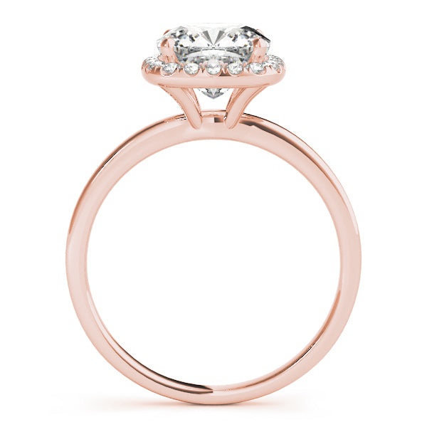 14K Rose Gold Cushion Diamond Halo Engagement Ring