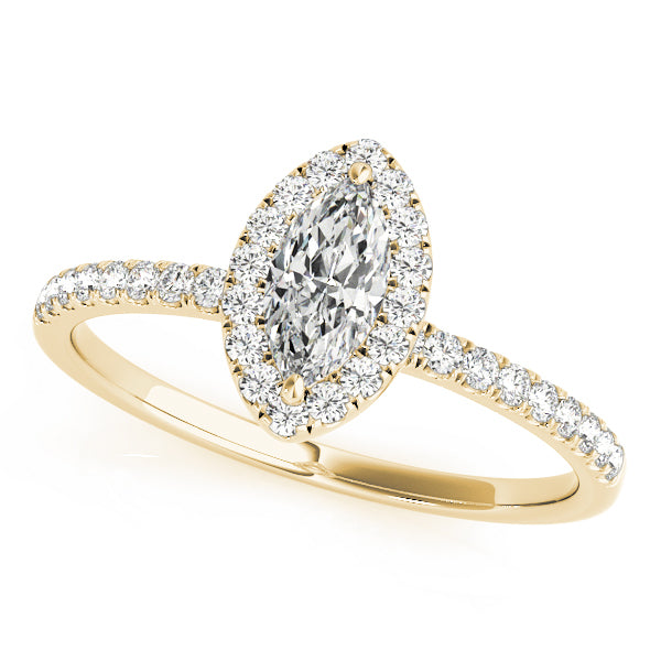 18K Yellow Gold Marquise Diamond Engagement Ring