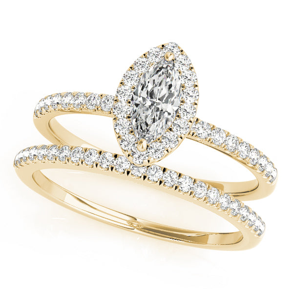 18K Yellow Gold Marquise Diamond Engagement Ring