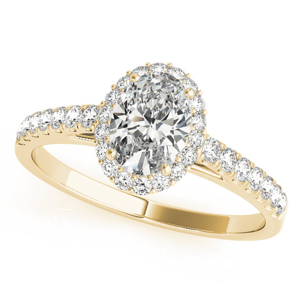 14K Yellow Gold Oval Diamond Engagement Ring with Halo