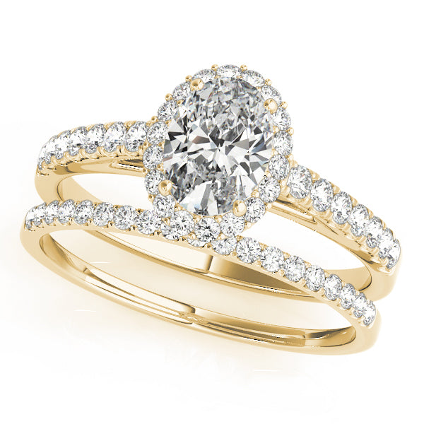 14K Yellow Gold Oval Diamond Engagement Ring with Halo
