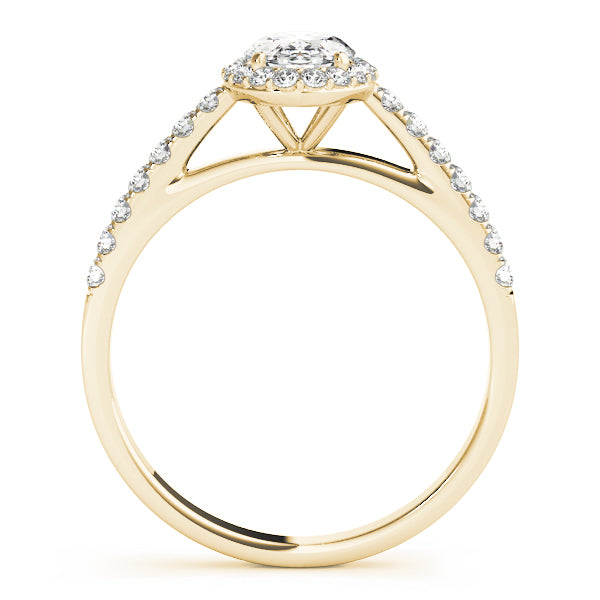 14K Yellow Gold Oval Diamond Engagement Ring with Halo