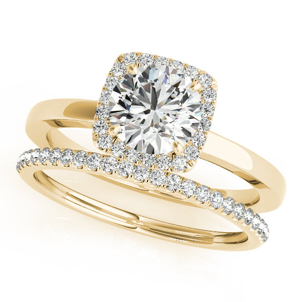 14K Yellow Gold 1 CT Diamond Halo Engagement Ring