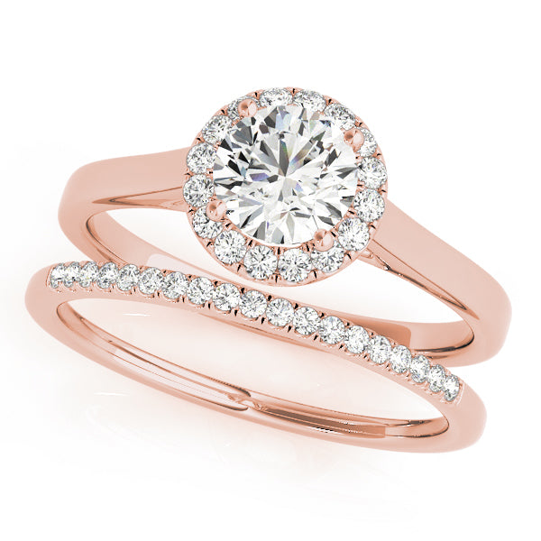 14K Rose Gold 1 ct Diamond Halo Engagement Ring