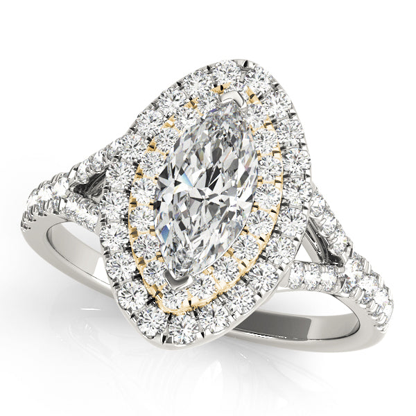 18K Yellow Gold Marquise Diamond Halo Ring
