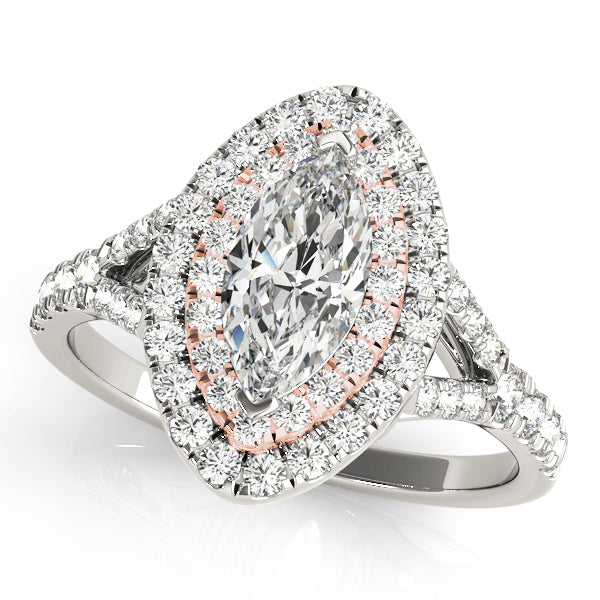 18K Rose Gold 1.5 ctw Marquise Diamond Engagement Ring
