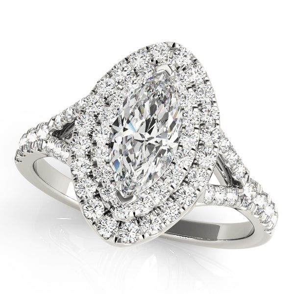 1.0 CT Marquise Diamond Halo Engagement Ring